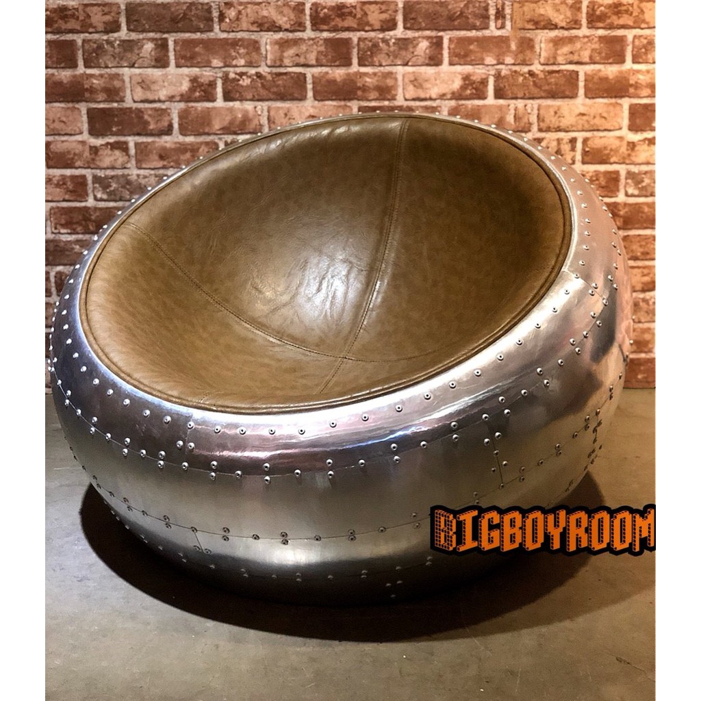 【BIgBoyRoom】工業風家具傢俱 單人鋁皮蛋椅發LOFT 半球形單人卯釘沙發 金屬風椅子 美式餐廳酒吧咖啡廳沙發椅