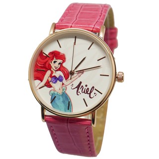 disney迪士尼 美人魚公主 鏡面玫瑰金皮帶手錶_36mm