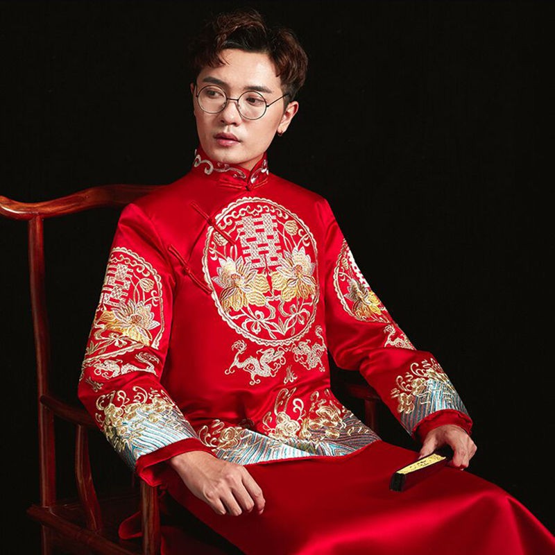 店长 推荐 秀禾服新郎夏结婚中式礼服龙凤褂复古马褂男式结婚敬酒服vgffh 蝦皮購物
