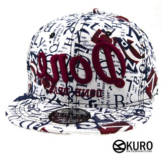 KURO-SHOP米白色花布DONE電繡潮流平板帽棒球帽