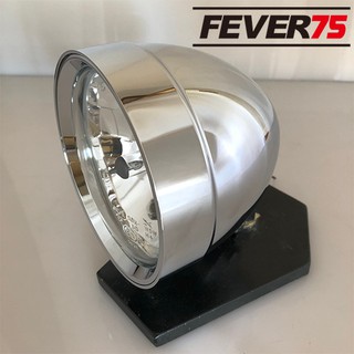 Fever75 哈雷車頭鹵素大燈 5"透明白罩電鍍款