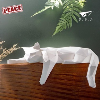 NEW-PEACE 貓咪桌面擺件 北歐客廳創意家居裝飾品3D立體幾何折紙diy手工紙模