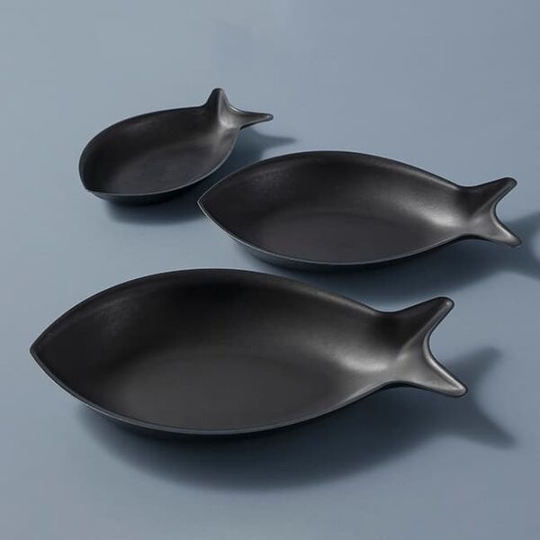 MJF麥傑餐廚 日本AOYOSHI 青芳製作所 Fish Plate系列 魚型碗盤-復古黑(067488/067495)