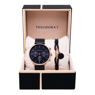 【THEODORA'S】手錶手鍊1+1禮盒-男款 Apollo 手錶 三眼深藍【希奧朵拉】