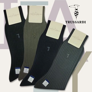 TRUSSARDI 3雙入【都會簡約素面logo圖漾紳士襪】(中/半統)獨家代理