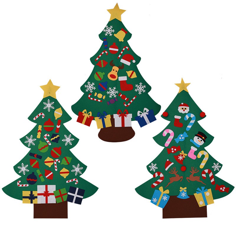 DIY立體毛氈布聖誕樹 聖誕節裝飾懸掛禮物 裝飾品場景佈置幼兒園 兒童手工益智 居家裝飾牆貼 聖誕老人麋鹿雪人