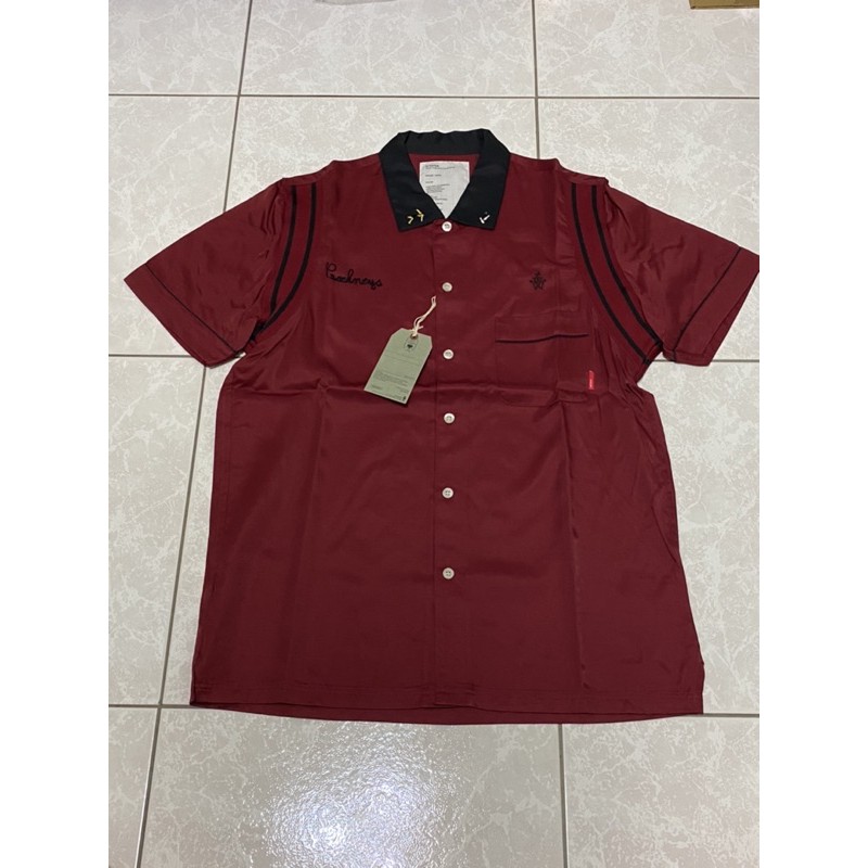 近全新品 WTAPS W)TAPS 酒紅色 保齡球 短袖襯衫 (M)