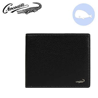 【小鯨魚包包館】Crocodile 鱷魚 真皮 7卡相片零錢袋 男用短夾 0203-11041 黑色 真皮短夾 男短夾