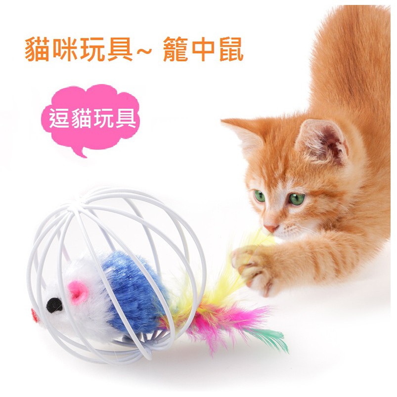 三五購物 貓玩具 貓抓球 籠中鼠玩具 滾球囚籠鼠 含兔毛小老鼠 鐵籠鼠 滾球小老鼠 逗貓玩具 球形玩具
