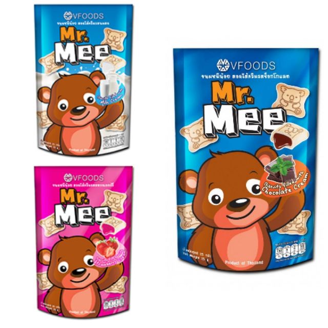 泰國 Mr.Mee 小蜜熊 爆漿 餅乾 牛奶/巧克力/草莓 25g 超越 EGO 小熊 餅乾 樂天 小熊餅