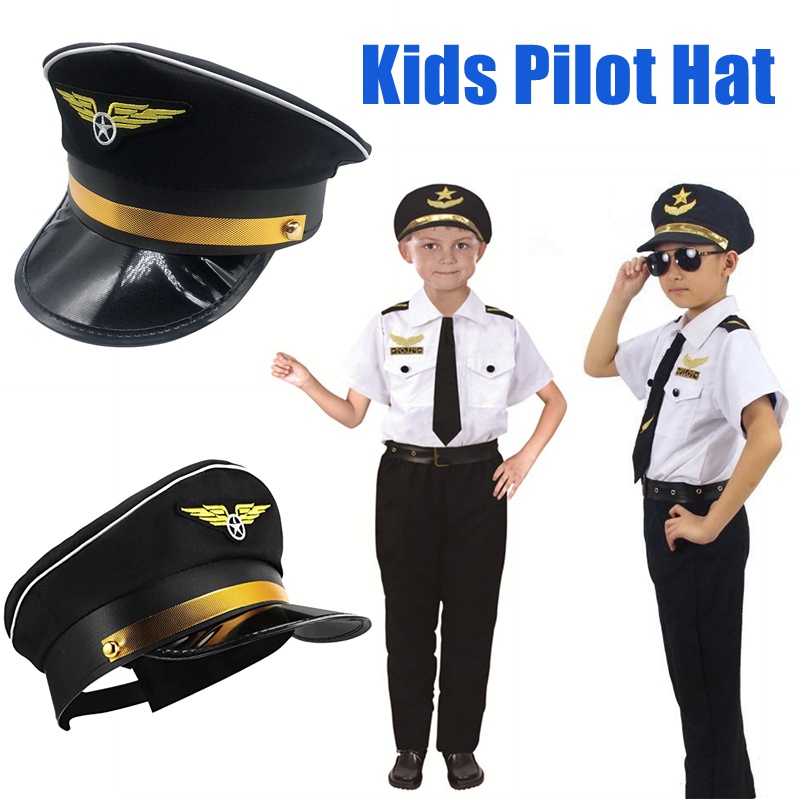 成人萬聖節服裝飛行員帽水手帽角色扮演制服兒童船長服裝滌綸男孩男