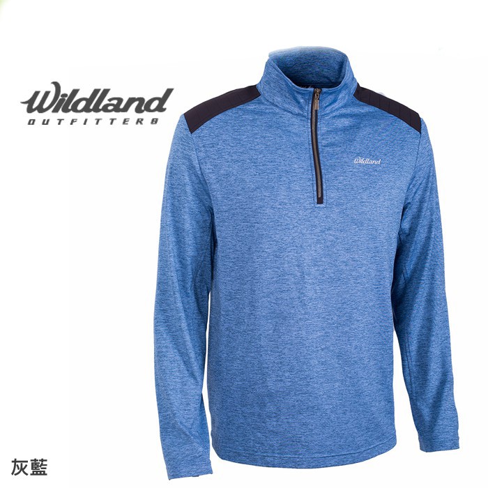 Wildland 荒野 台灣 男 彈性針織雙色保暖上衣 登山 戶外 休閒 灰藍 0A62602-69 綠野山房