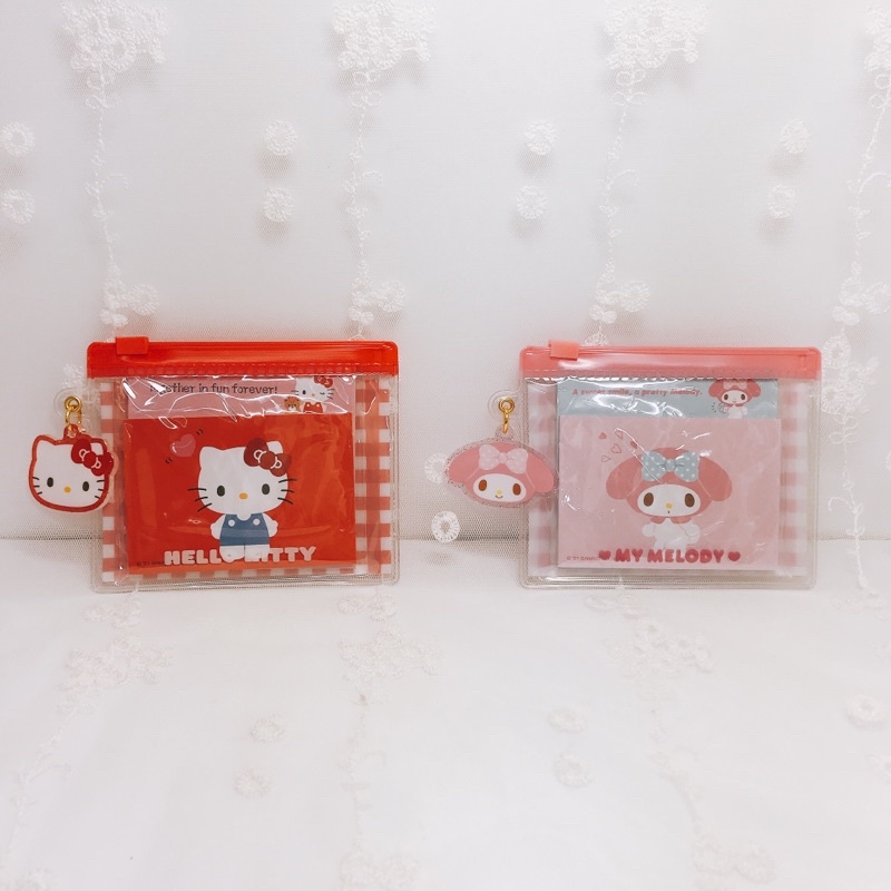 Sanrio Hello Kitty  美樂蒂 My Melody  2款 MEMO 便條紙 證件資料 收納 夾鏈袋