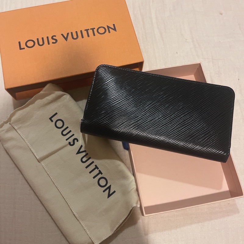 LOUIS VUITTON 拉鏈長夾 黑/桃紅 LV EPI