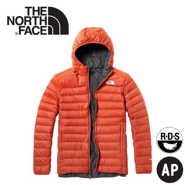 【The North Face 男 700FP雙面羽絨外套《橘紅/深灰》】3KTE/羽絨衣/保暖外套/悠遊山水