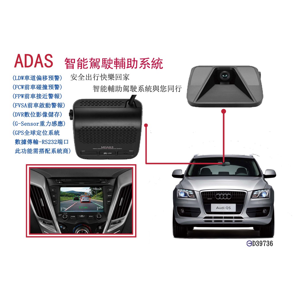 ADAS駕駛輔助系統-(LDW車道偏移預警)(FCW前車碰撞預警)