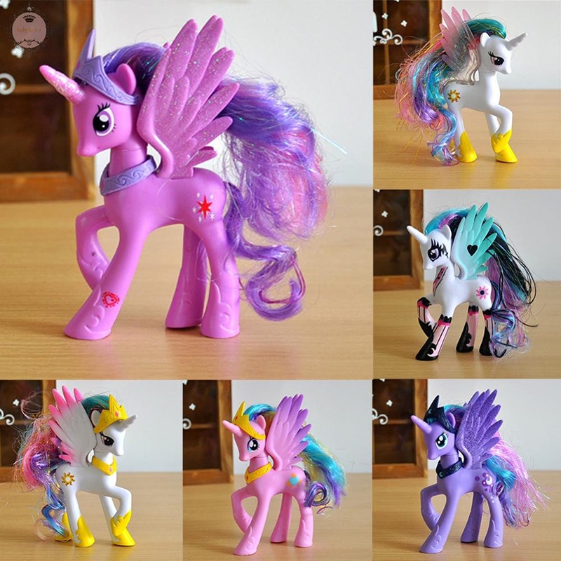 8 款兒童小馬飾品娃娃玩具彩虹衝刺小馬獨角獸 14 厘米 PVC 模型迷你馬公主女孩生日