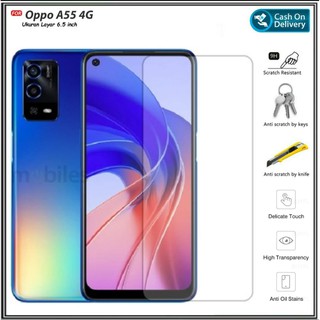 LAYAR Riyanali_Shop 鋼化玻璃透明 Oppo A55 4G A55 5G 防刮 HP 玻璃螢幕