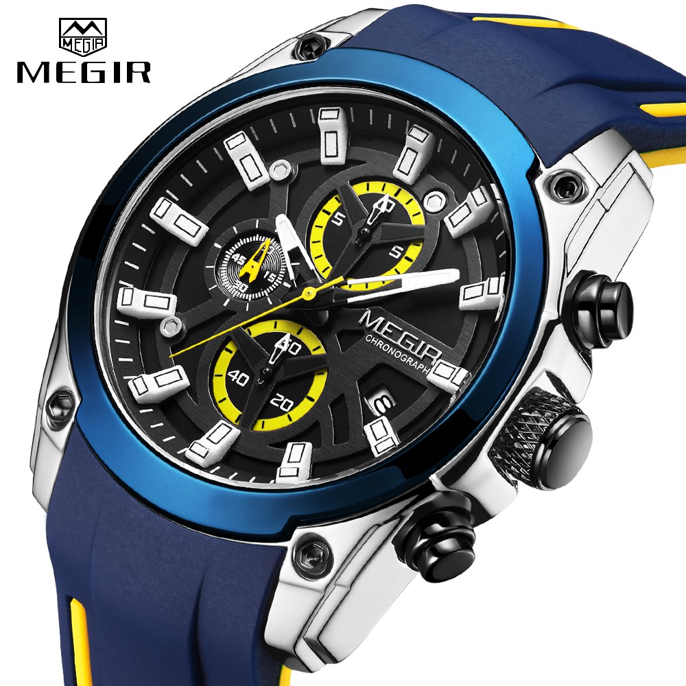 Megir 2144 頂級品牌男士手錶豪華運動石英手錶男士計時防水夜光手錶