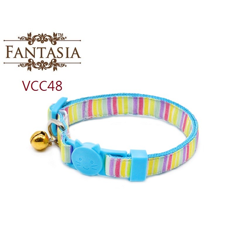 范特西亞 Fantasia【VCC48】成貓安全項圈(S)糖果色直線條 安全插扣 防勒 貓項圈 鈴鐺