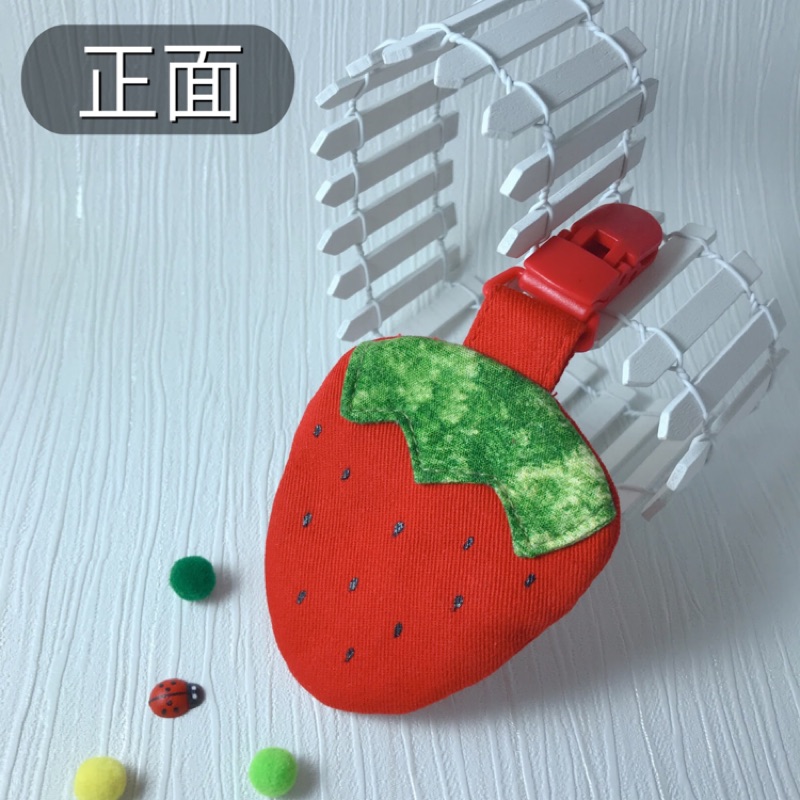 【我+弎～手作】 草莓平安符袋 香火袋 （防水內裡） 感應磁扣 磁扣袋 gogoro鑰匙袋 印花 棉布