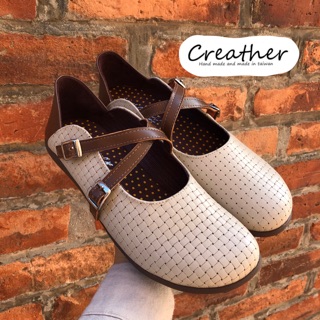 MIT牛皮印編織紋路氣墊娃娃鞋《Creather瘋皮舘》