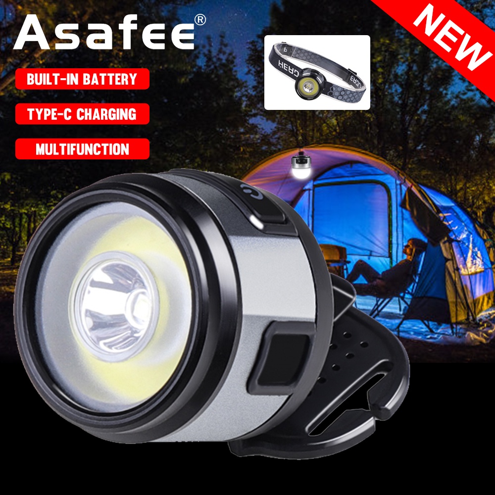 Asafee 300-400LM 6550 XPG+COB LED多功能燈超亮戶外頭燈內置電池雙按鈕開關可定焦3檔開關I