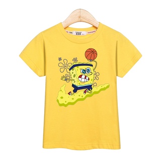 Spongebob SquarePants 衣服男孩女孩夏季上衣兒童夏季襯衫 3T-14T