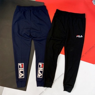 FILA LOGO PANTS 黑色 深藍 漢城企劃 棉褲 刺繡 後小腿 方形LOGO 台灣公司貨 零碼出清 DOT聚點