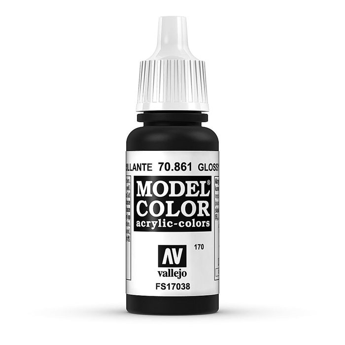 Acrylicos Vallejo AV水漆 模型色彩 Model Color 170 70861 亮光黑色 17ml