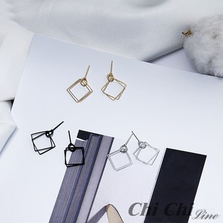 【現貨】Chi Chi幾何方塊極簡元素耳環耳釘-TE-1010