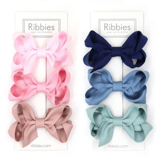 英國 Ribbies 雙層中蝴蝶結3入組|髮飾|髮夾(2款可選)【麗兒采家】
