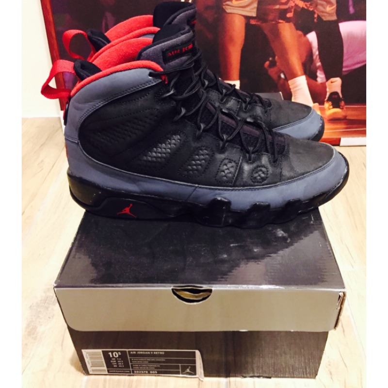 「二手」Nike Air Jordan 9 黑紅10.5 經典換Zoom Air Kobe Kyrie KD curry
