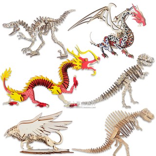 兒童侏羅紀考古化石拼裝霸王龍恐龍玩具世界模擬動物翼龍骨架模型