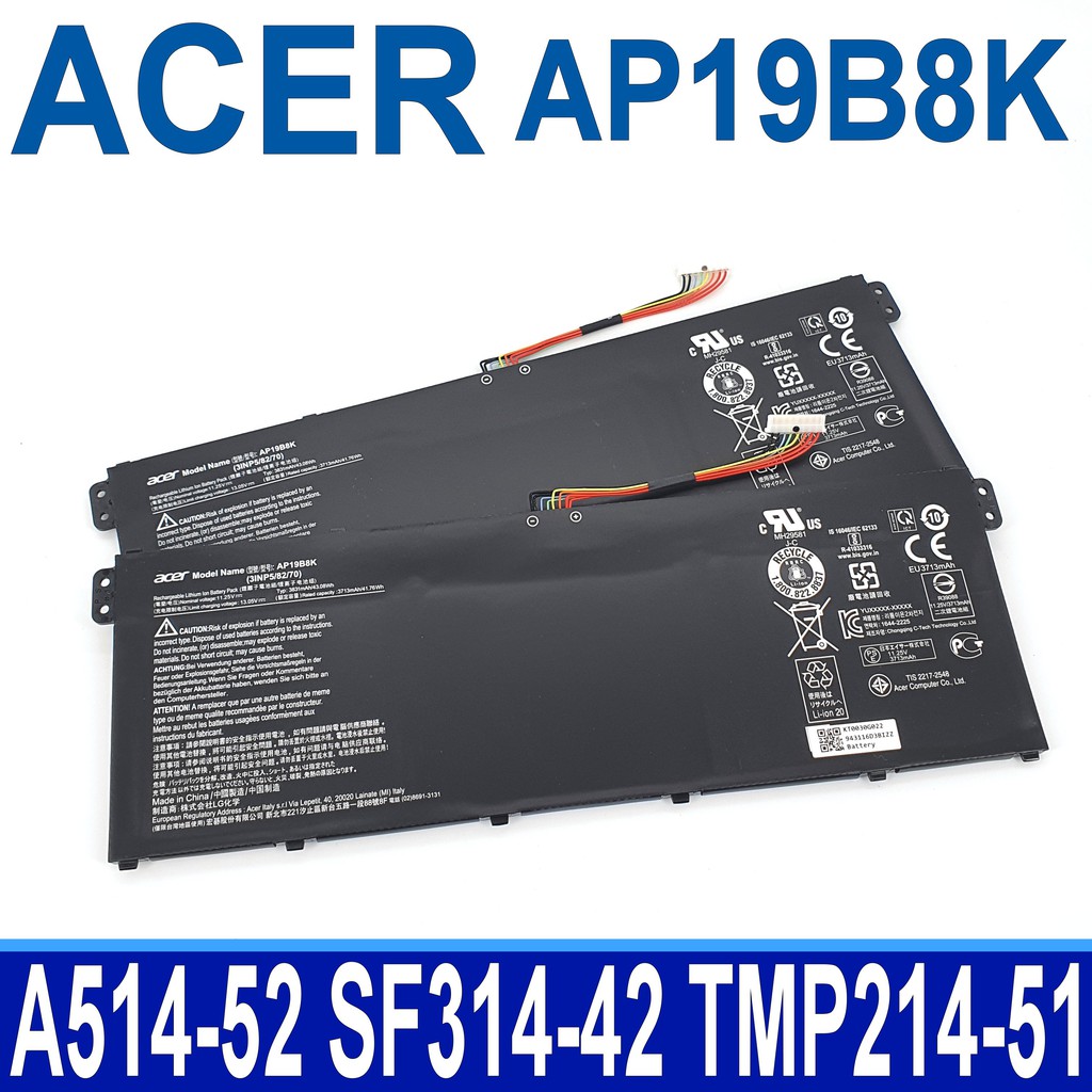 宏碁 ACER AP19B8K 原廠電池 Swift 3 SF314-58G TMP214-51 TMP214-52