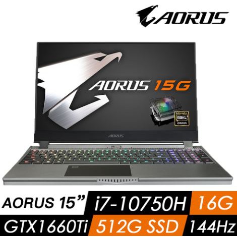 華創筆電@技嘉AORUS 15G SB-7TW1130MH(i7-10750H/16G/512G/GTX1660Ti)