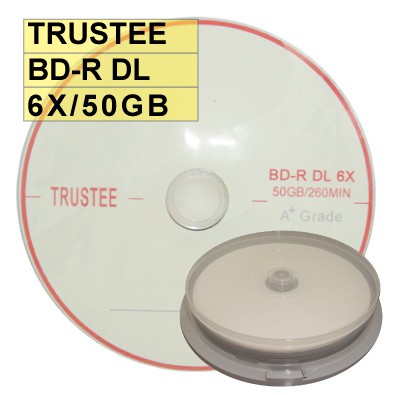 【台灣製造、錸德A級】10片-Trustee LOGO BD-R DL 6X 50G 藍光片/燒錄片/藍光光碟片