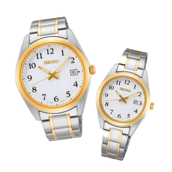 Seiko 精工表 6N52-00F0KS+6N22-00P0K CS系列經典設計時尚對錶 / 白面 40.2+29.8