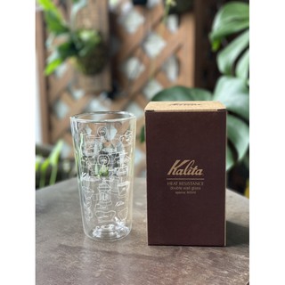 <現貨>全新日本進口kalita 手工製 咖啡器具圖案 耐熱雙層玻璃杯 400ml