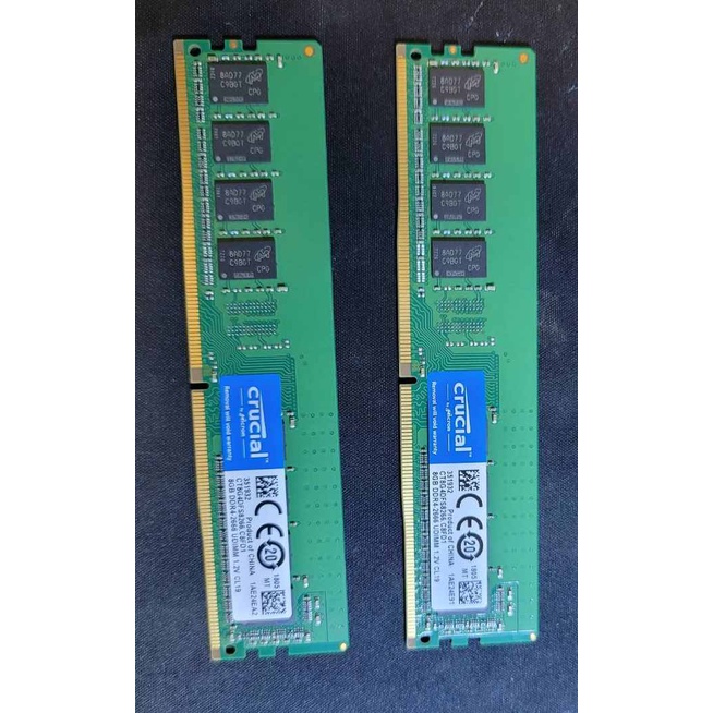 美光 DDR4 2666 8GB 兩條共 16GB  CRUCIAL桌上型記憶體原廠終保固，原價屋購入