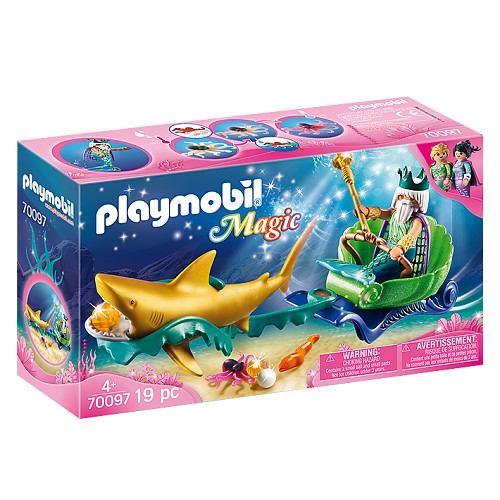[TC玩具] PLAYMOBIL 摩比人 70097 人魚國王與鯊魚拉車 美人魚 原價895 特價