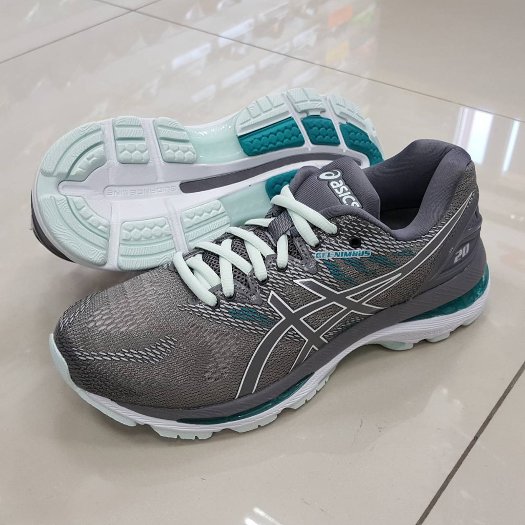 【65折】亞瑟士 ASICS 女高緩衝慢跑鞋 GEL-NIMBUS 20 T851N-020(灰綠色)