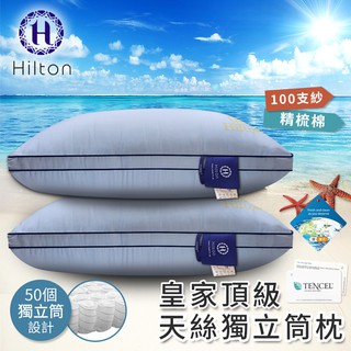 【Hilton希爾頓】皇家頂級超彈透氣100支紗天絲獨立筒枕(銀灰色)