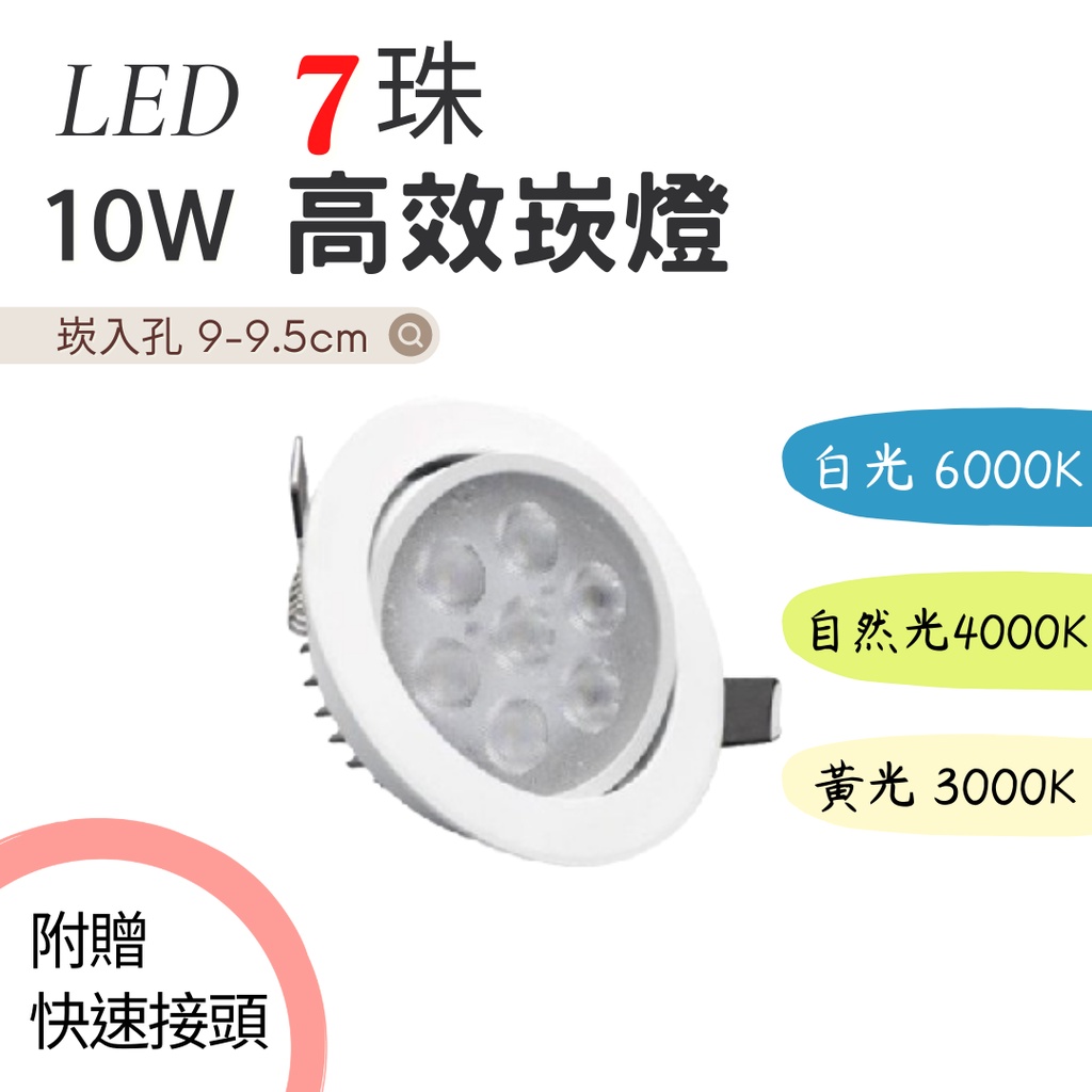 LED 10W 7珠崁燈 天花燈 快速接頭 (崁孔9公分 9.5公分) 保固2年