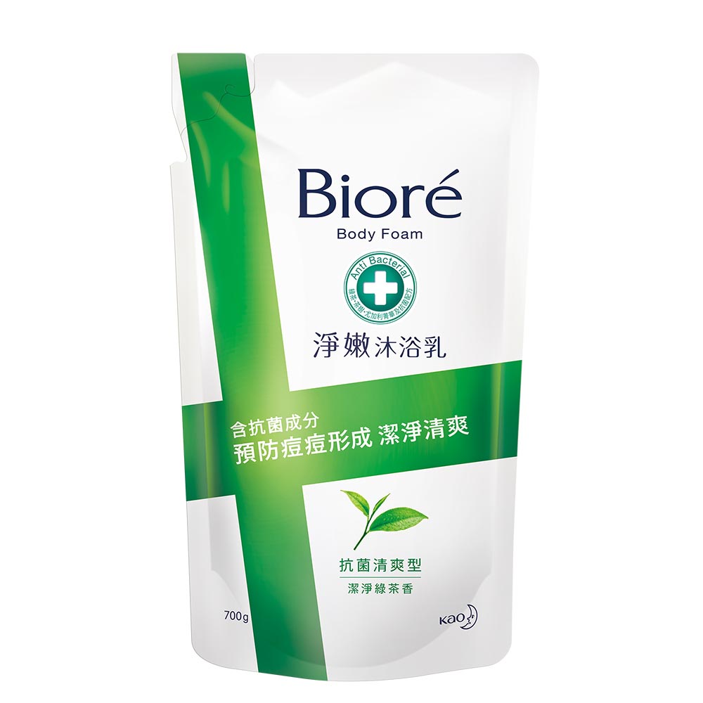 Biore 淨嫩沐浴乳-抗菌清爽型補充包(潔淨綠茶香) 700ml【家樂福】