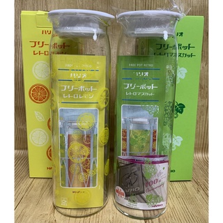 【霏霓莫屬】日本製 Hario 經典復刻 玻璃冷水壺 1L 黃檸檬 /綠葡萄