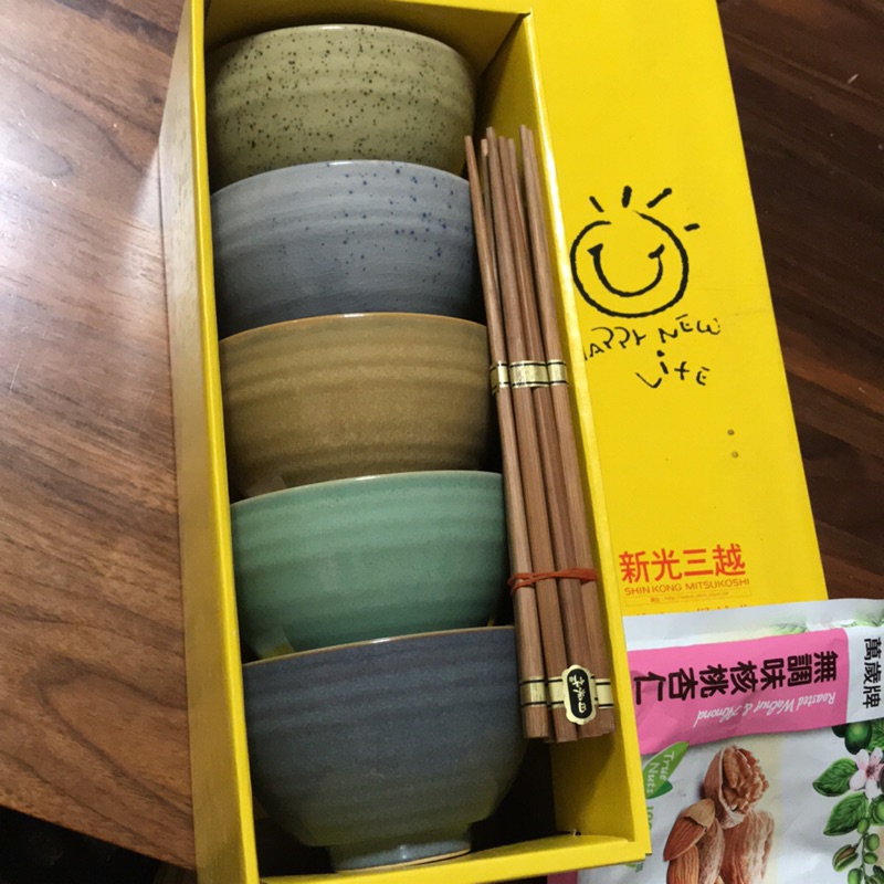 陶瓷 彩色 五入碗筷組