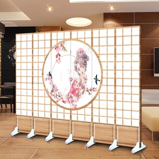 居里家日式屏風和風櫻花仿木紋格子時尚客廳日料餐廳移動折疊美容隔斷 蝦皮購物