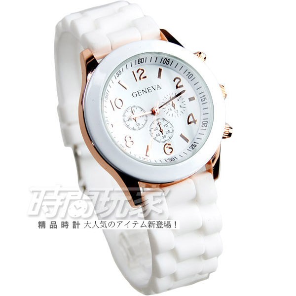 Geneva 馬卡龍色系ge白大繽紛彩色錶造型三眼錶圓錶數字錶女錶中性錶數字錶學生錶 時間玩家 蝦皮購物