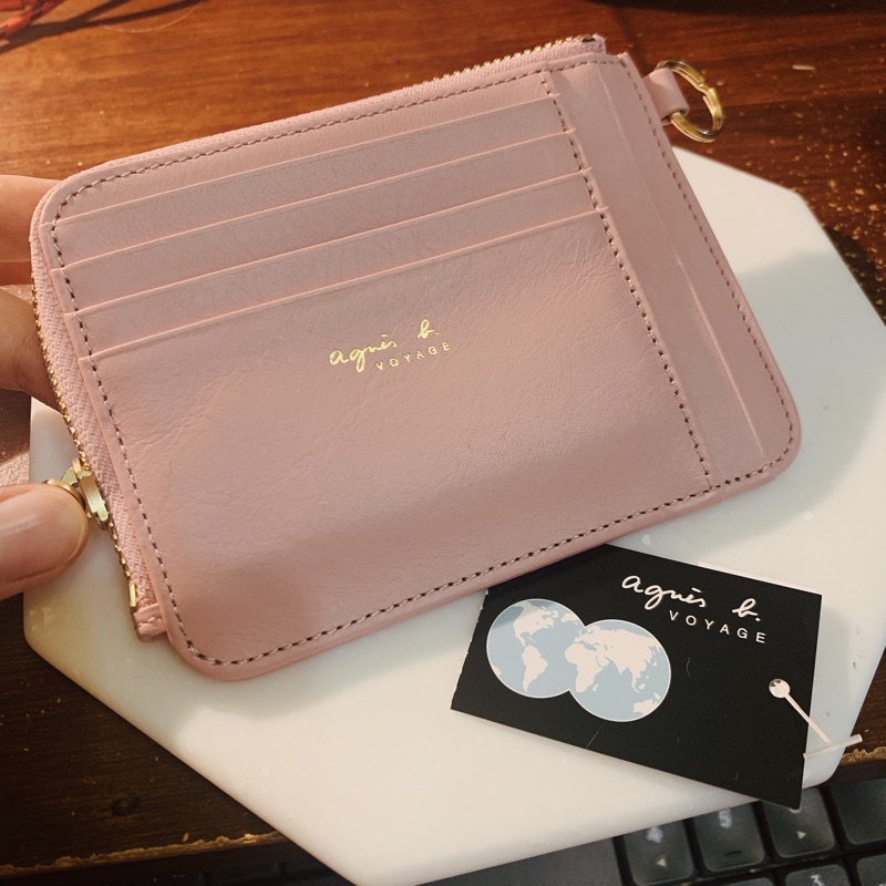 全新 agnes b. 嫩粉色 粉紅色 粉色 卡片 零錢包 6卡 5卡 信用卡夾 短夾 名片夾 錢包 卡夾 卡片包 卡夾